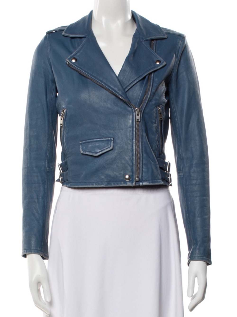 IRO $1930 Asheville cropped lamb skin washed biker leather jacket xs